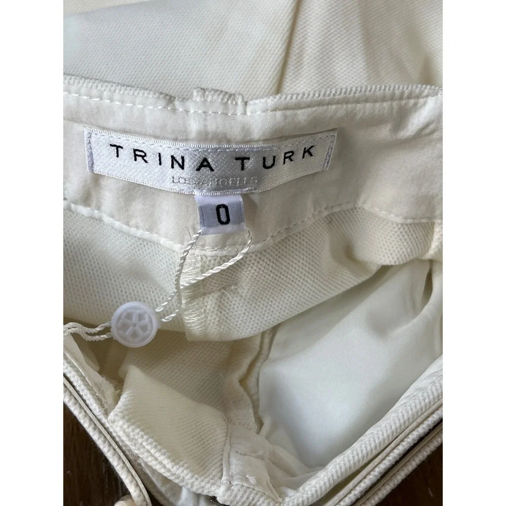 Trina Turk Eisley White Cuffed Shorts with Belt Sz 0 - Picture 8 of 8